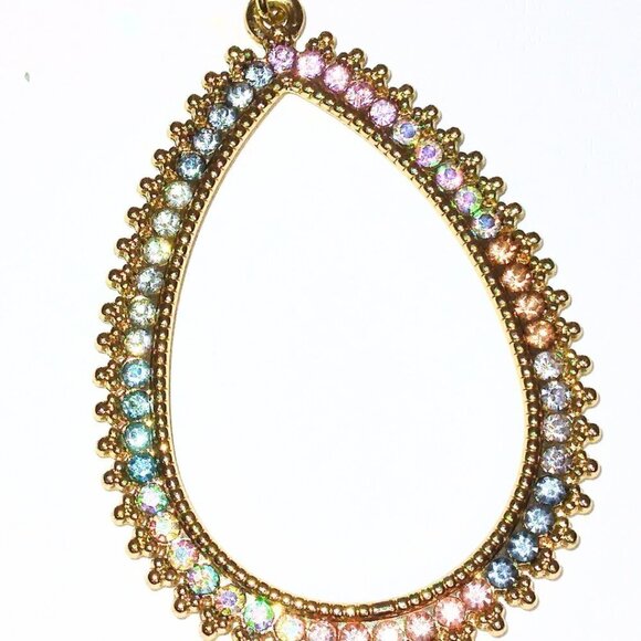 CRYSTAL IRIDESCENT TEARDROP DANGLE EARRINGS - Picture 4 of 5